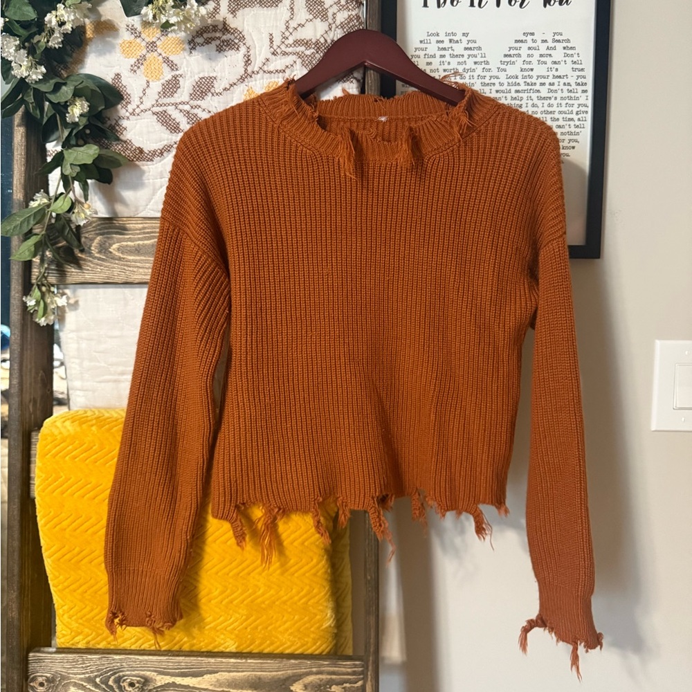 Distressed Orange Sweater